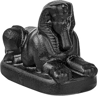 moonsix Carved Sphinx Crystal Statue Black Obsidian Animal Figurine Paperweight Collectible Stone Sculpture for Home Office Table Decor