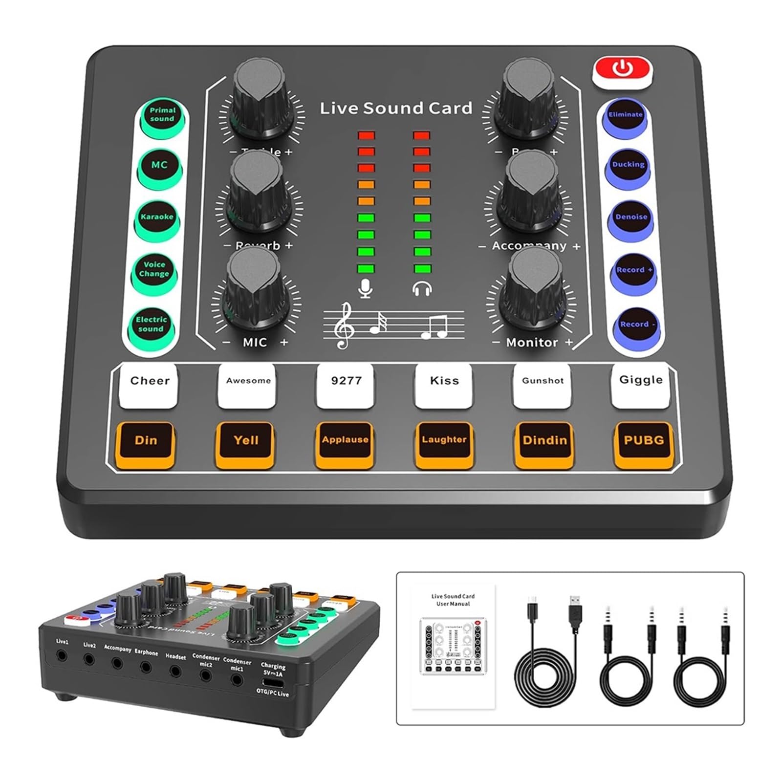 Interfejs Audio Z Efektami Karty Dźwiękowej Na Żywo DJ Mixer I Zmieniaczem Głosu, Idealny Do Przesyłania Strumieniowego Żywo/podcastingu/gier