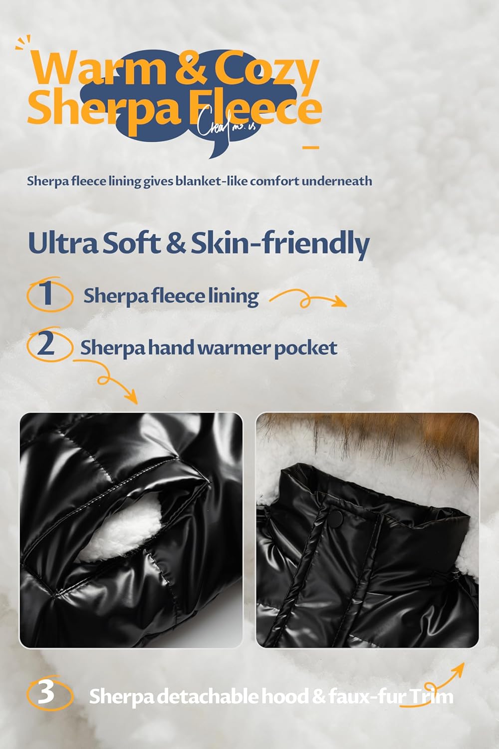 CREATMO US Boy's Sherpa Long Parka Winter Coat Thicken Water Repellent Puffer Jacket With Removable Faux Fur Hood - Image 4