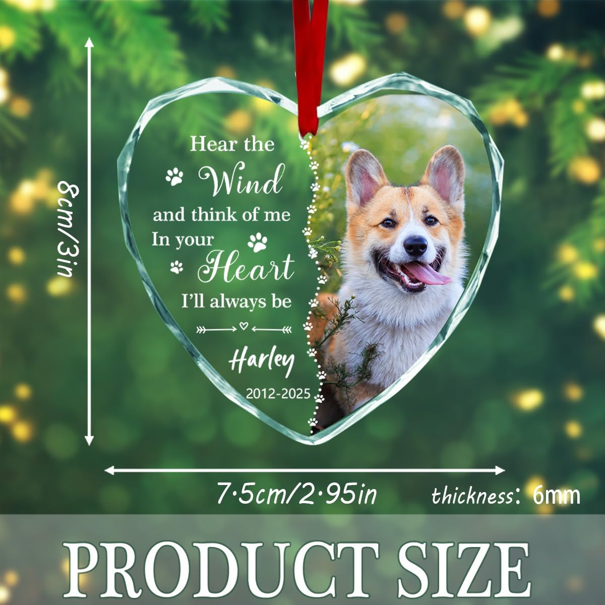 Personalized I am Alway with You Christmas Ornament, Custom Dog Photo Name Years Car Pendant Sympathy Keepsake Gift for Loss of Loved Cat Pets Remembrance