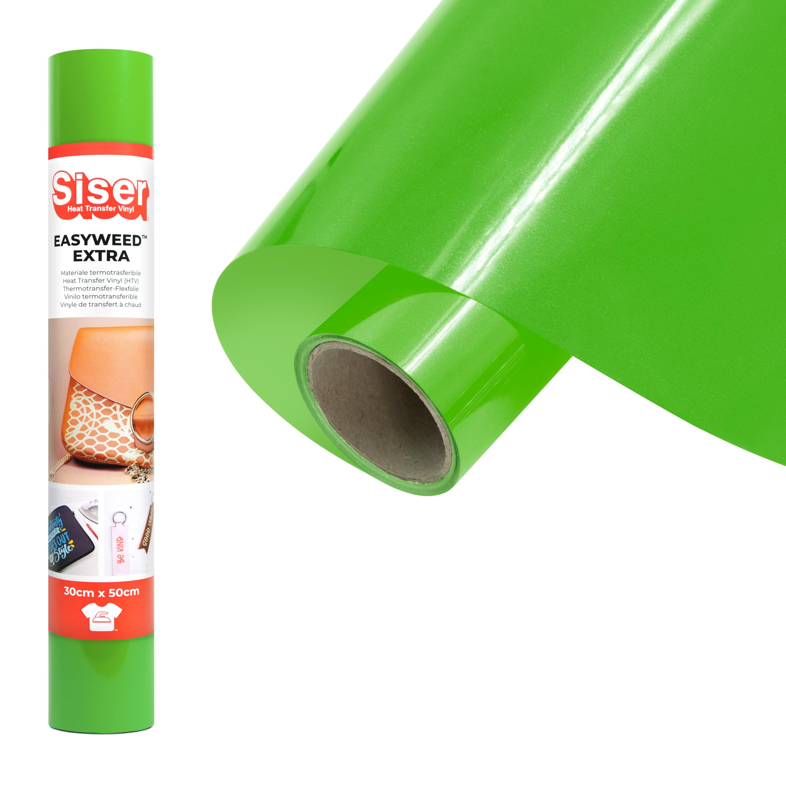 Siser EasyWeed Extra Apple Green, 30 cm x 0,5 m, Thermotransfer-Vinyl zur individuellen Gestaltung von Nylon, Leder und beschichteten Textilien