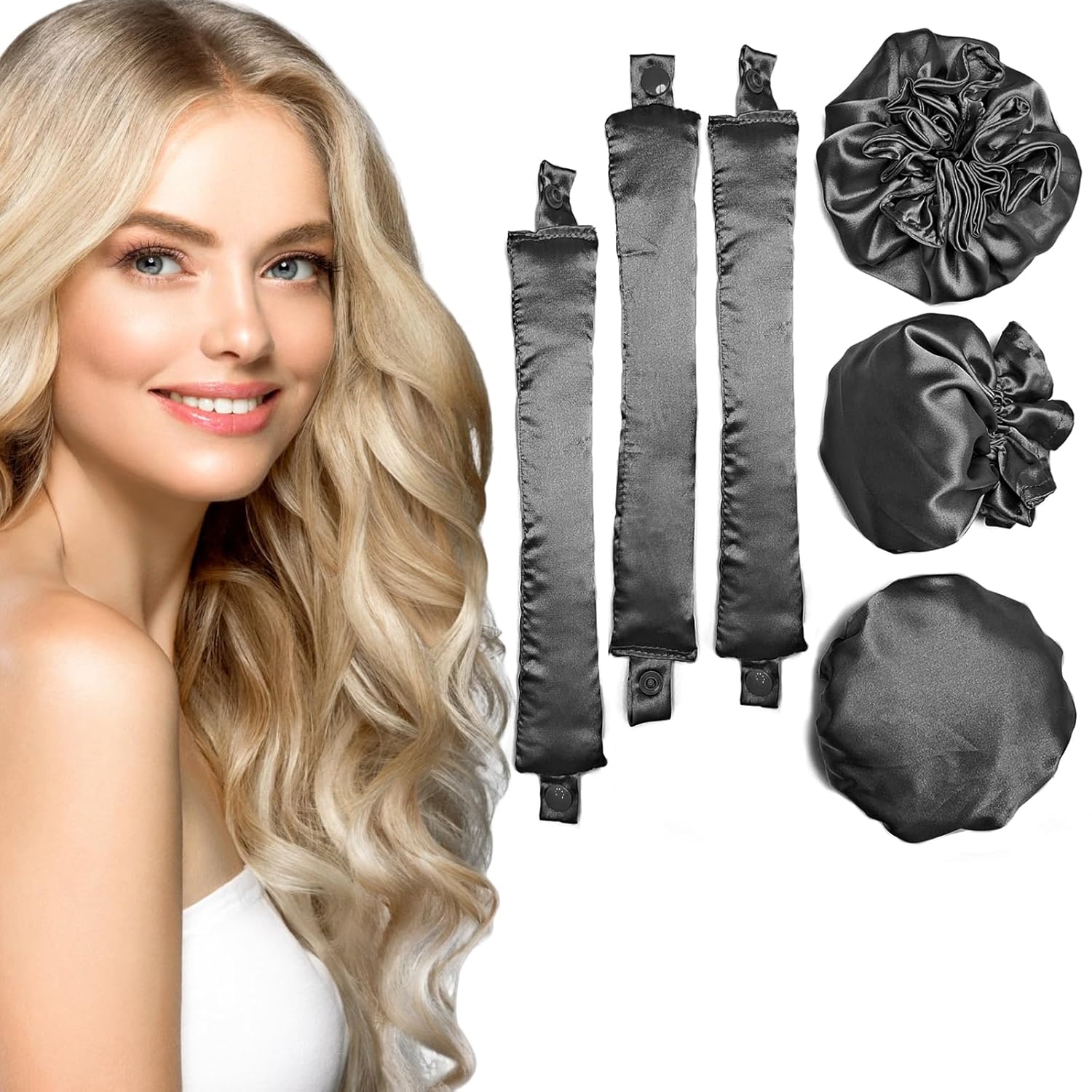 3Sets/6PCS Ariuvor New Satin Heatless Hair Curler,Hair