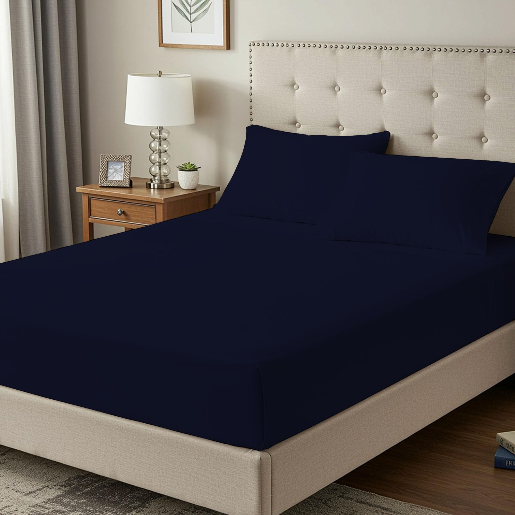 100% Egyptian Cotton 400TC Super King Fitted Sheet, 35cm Deep Pocket โ image 1