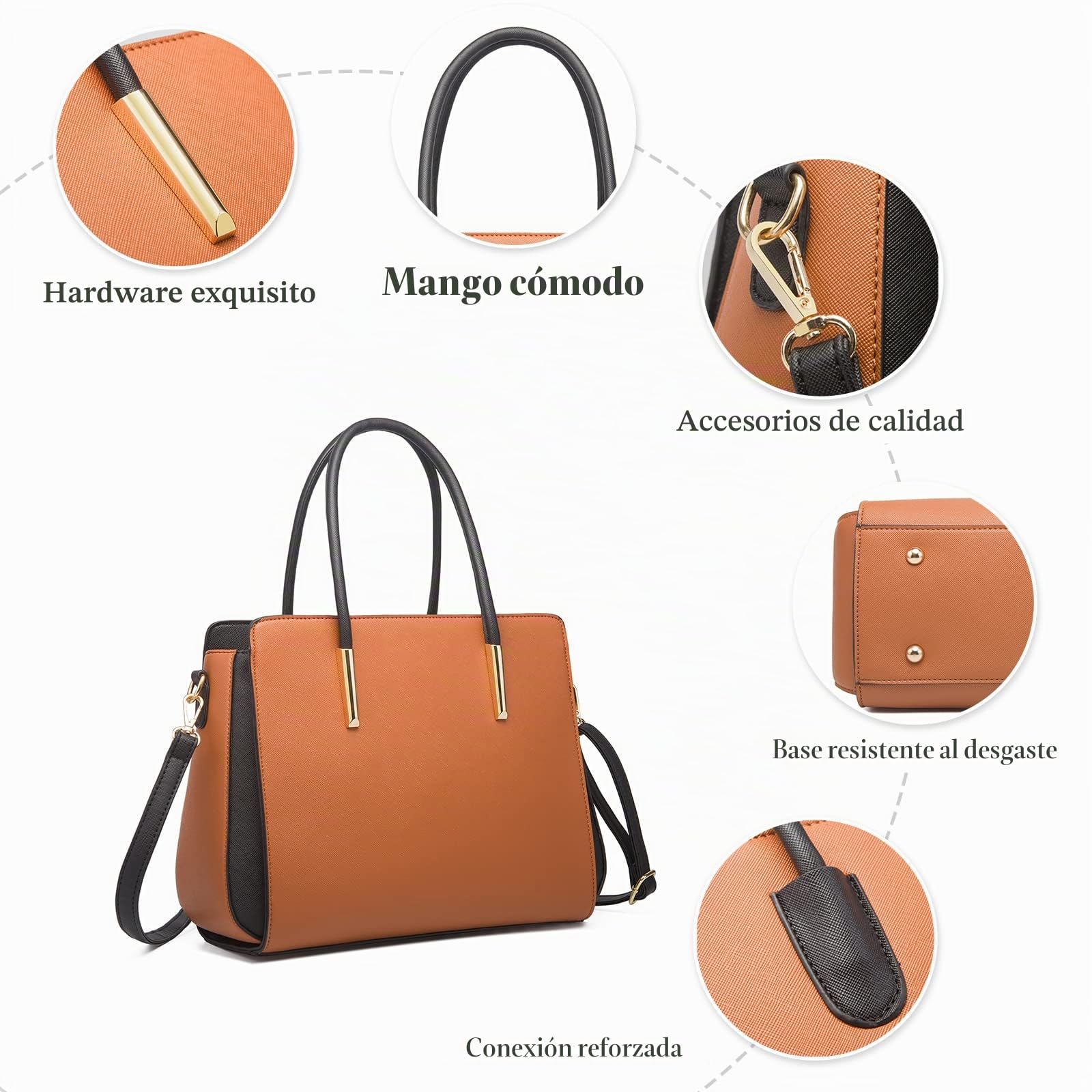 FANDARE Elégant Sac À Main Femme Sac À Épaule Sac À Bandoulière Ensemble 4 Pièces Bolso elegante Mujer (Pack de 4)