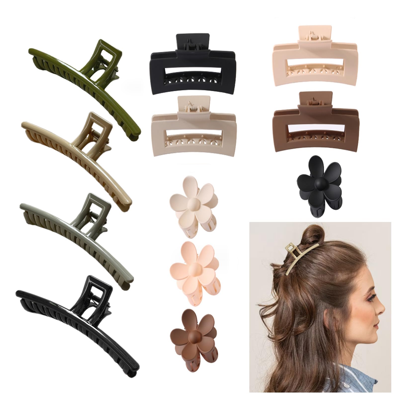 VHYUAH Hair Clips,Hair Clips for Women,Claw Clips for Thick and Thin Hair,Hair Claw Clips 12PCS,Multi Color Medium Claw and Large Hair Clips Suitable for Party and Daily Wearing