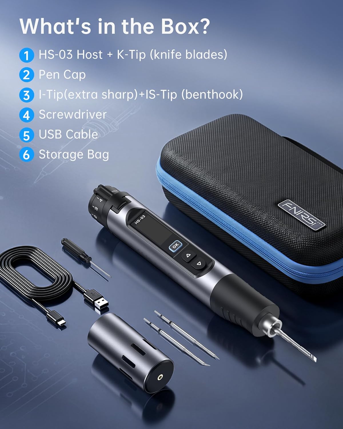 FNIRSI HS-03 Cordless Soldering Iron Kit, Portable Soldering Iron with 2600mAh Battery, 3s Fast Heating, 5-Level Temp, 0.96" IPS Display Soldering Iron for Electronics Repair, DIY, PCB