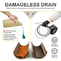 Vista 6 de Barrena de drenaje de 25 pies con guantes, removedor de obstrucciones de drenaje de serpiente, removedor de obstrucciones de drenaje de tubería