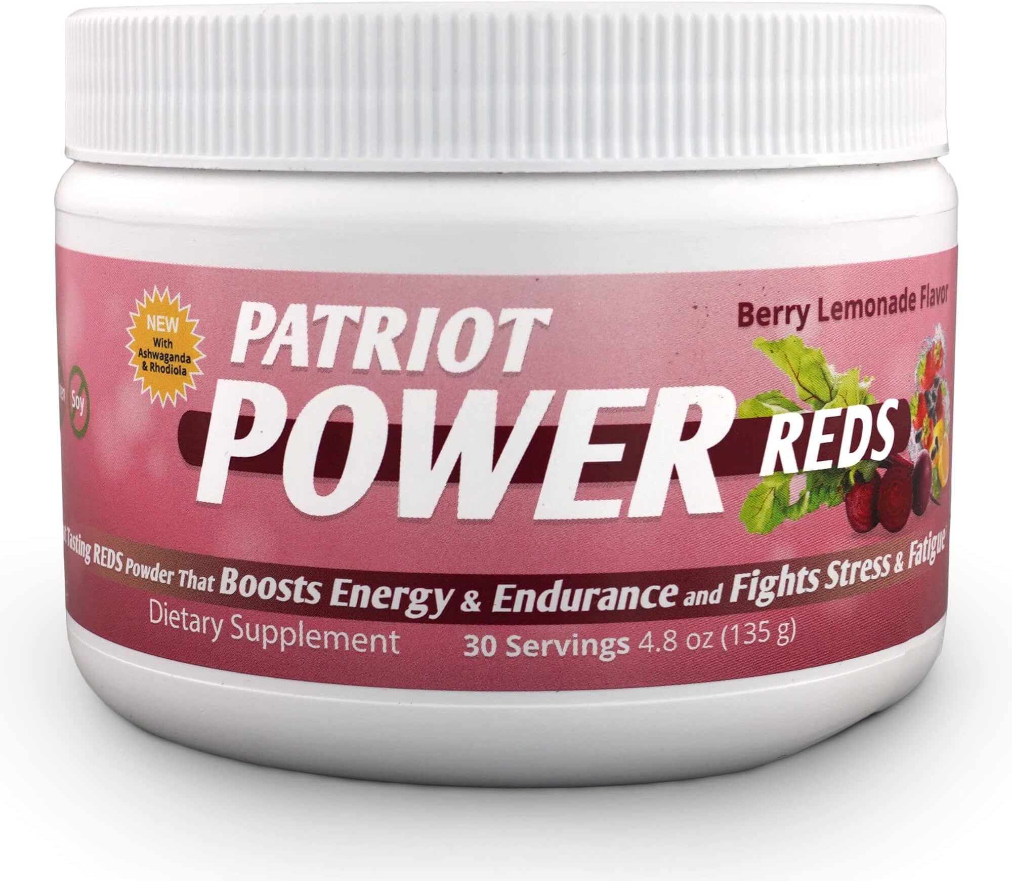 Patriot Power Reds, Energizing Antioxidant Probiotics Powder, Super Reds Drink Powder, Great for Shakes Or Simply Add Water, Over 50 Superfoods, Boosts Energy & Reduces Stress – 30 Servings