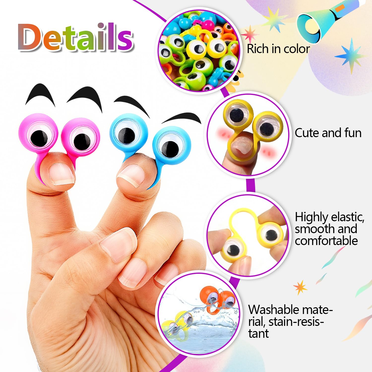 90 Marionetas de Dedo Ojos Marionetas de Mano Colores Finger Puppets Educativos para Creativas Interactivas Representaciones Teatrales Regalo para Cumpleaños y Fiestas de Halloween — view 6