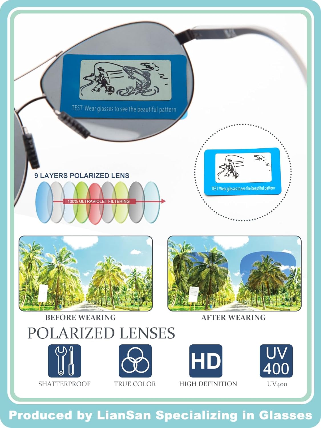 LianSan Premium Aviator Bifocal Reading Sunglasses for Men Women Retro Top Clear Sun Readers UV Protection - Image 3