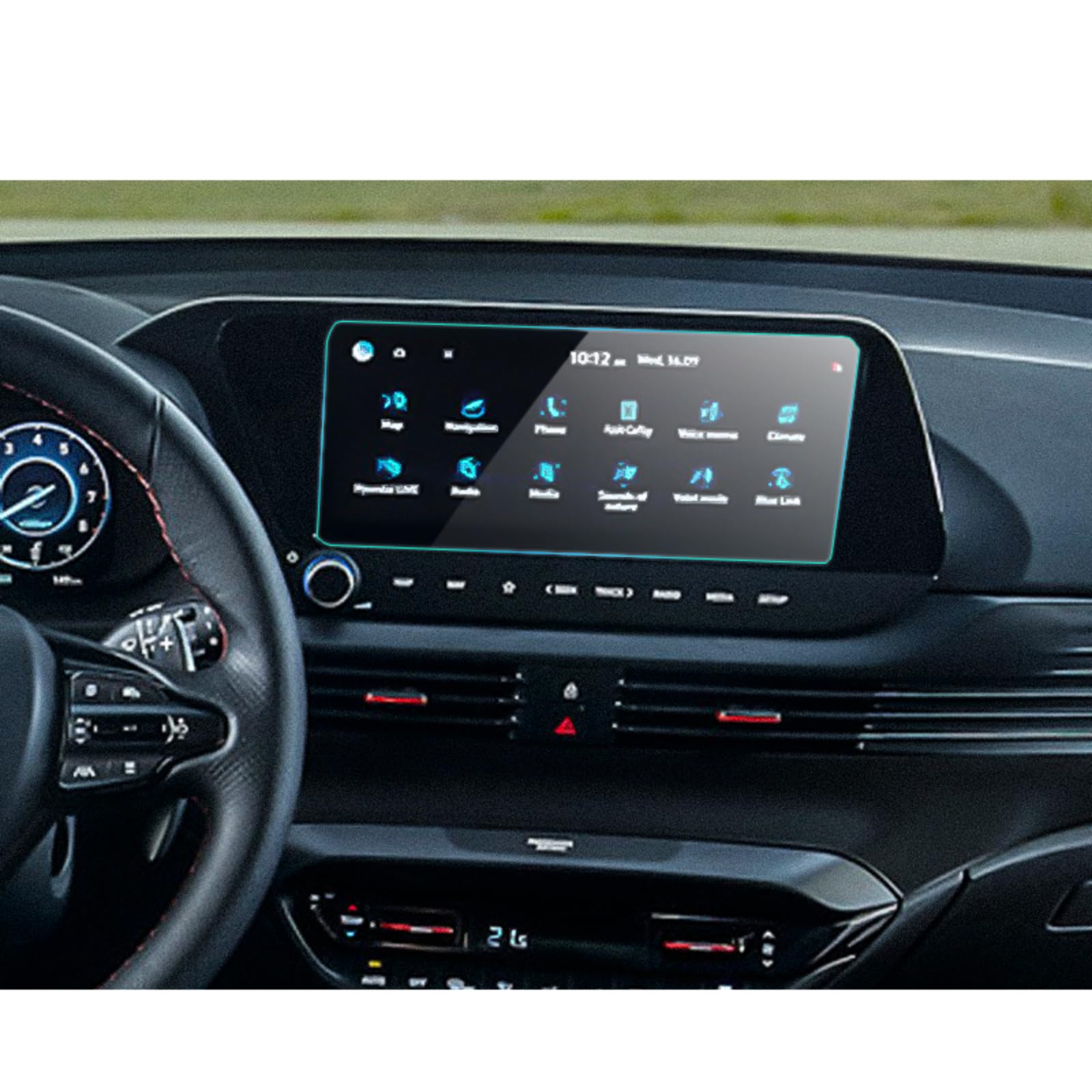Osłona ekranu ze szkła hartowanego 10,25 cala Samochodowy system informacyjno-rozrywkowy Radio Konsola GPS Nawigacja Dla Hyundai i20 2021-2022