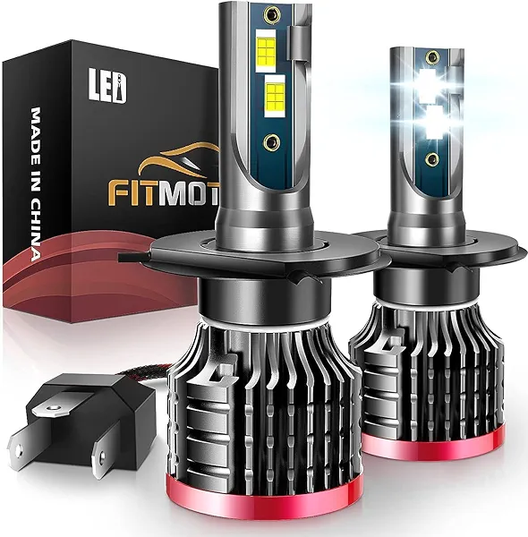 FITMOTORS H4/9003 LED Bulbs,80W 16000 Lumens Bright,6500K Cool White LED Fog Light Halogen Replacement IP68 Waterproof, Pack of 2
