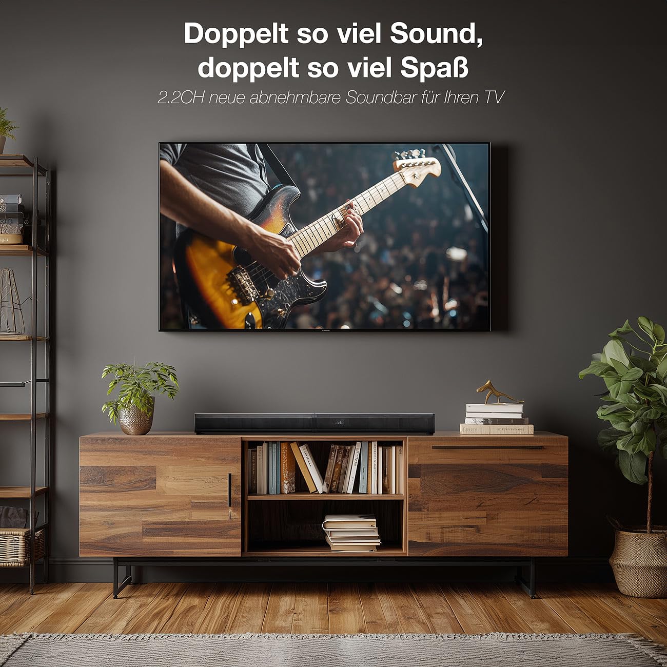 auvisio Soundbar 2.2 separabile per TV con Dual-Subwoofer, Bluetooth 5.3, HDMI ARC/eARC/CEC, USB MP3