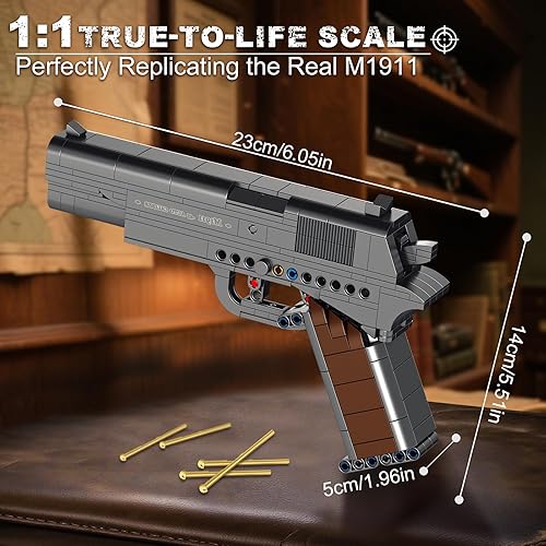 Miniatura 2 de 11 M1911 Building Bricks Gun Collection Toy  333+ PCS Model Gun Building Block Sniper Set Shootable  Regalo Sorpresas Coleccionables