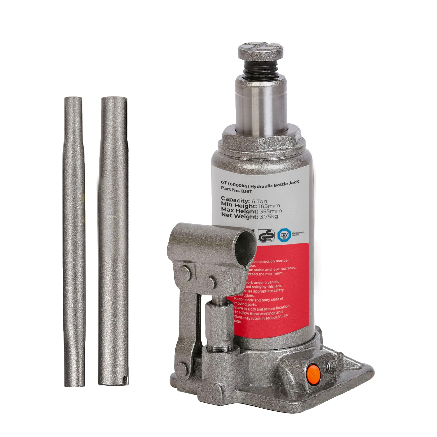 Simply Auto 6T - Gato hidráulico para Botella BJ6T (6 toneladas, 6000 kg), Rojo metálico
