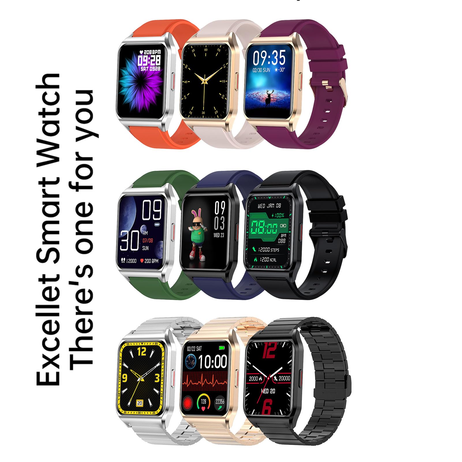 findtime Orologio da uomo – Ossimetro | Termometro corporeo | Grande schermo da 1,69 pollici | Orologio da donna compatibile con telefoni Android e iOS Cinturino in silicone, blu, misura unica