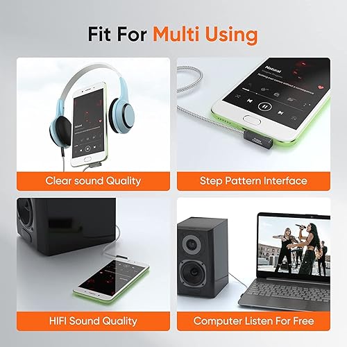 Miniatura 6 de CableCreation Paquete de 2 cables de audio de 0.138 in de 11.5 ft, cable auxiliar estéreo TRRS de ángulo recto de 90 grados de 4 conductores