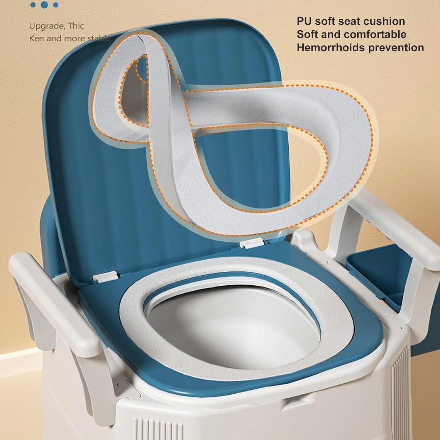 Bedside Commode, Height Adjustable Portable Toilet with Arms and Backrest, Safety Frame Raised Toilet Seat with Bucket, Heavy Duty Adult Potty Chair for Elderly, Seniors,