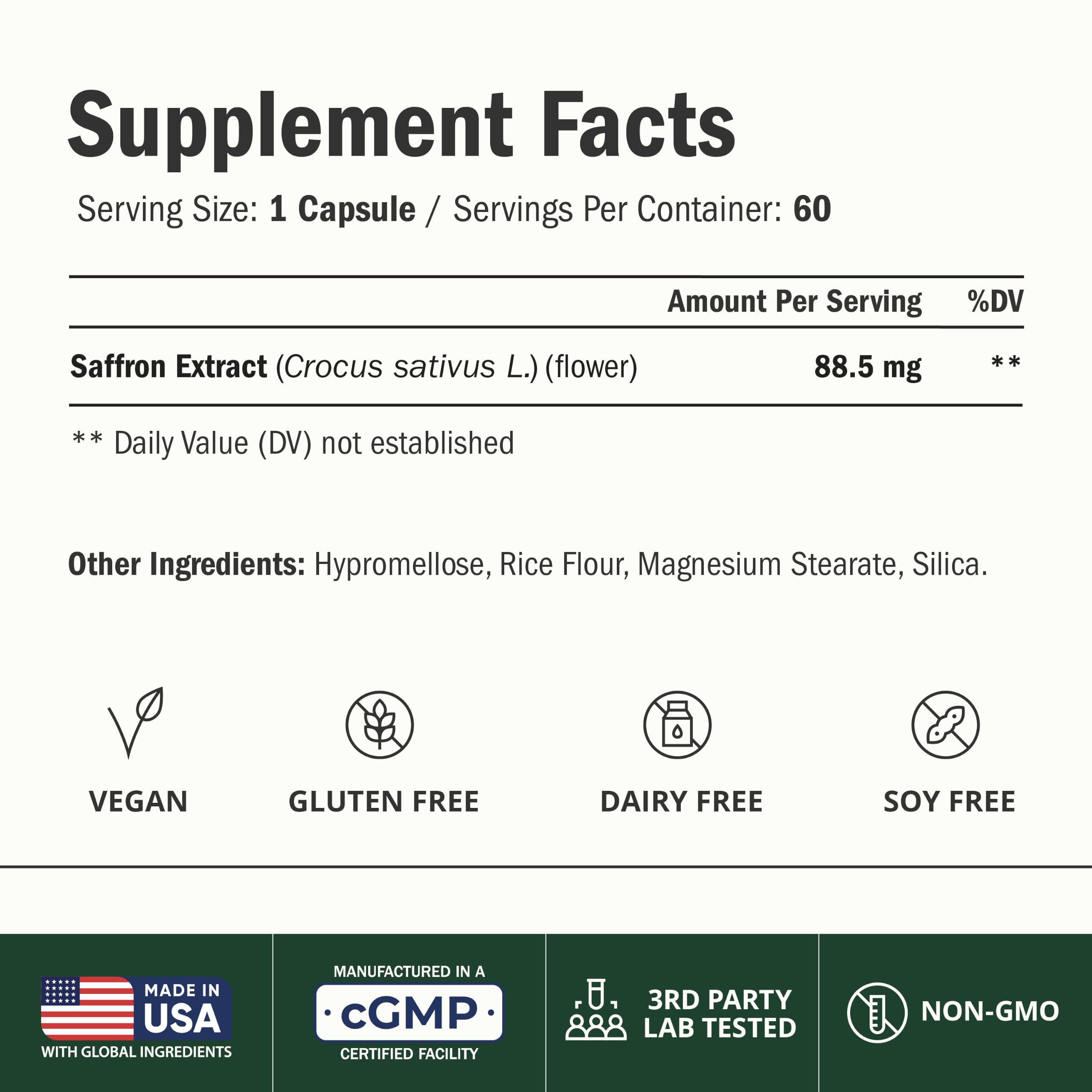 Saffron Extract 88.5mg - Mood, Stress Support & Eye Health without Jitters — Amazon image 2