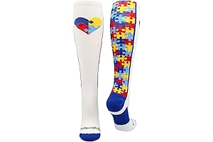 Autism Awareness Puzzle Heart Print Calf Socks