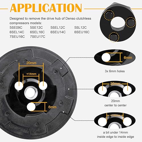 Miniatura 2 de Herramienta de extracción de cubo de embrague de compresor de AC no necesita llave de impacto para el cubo de transmisión de compresores denso sin