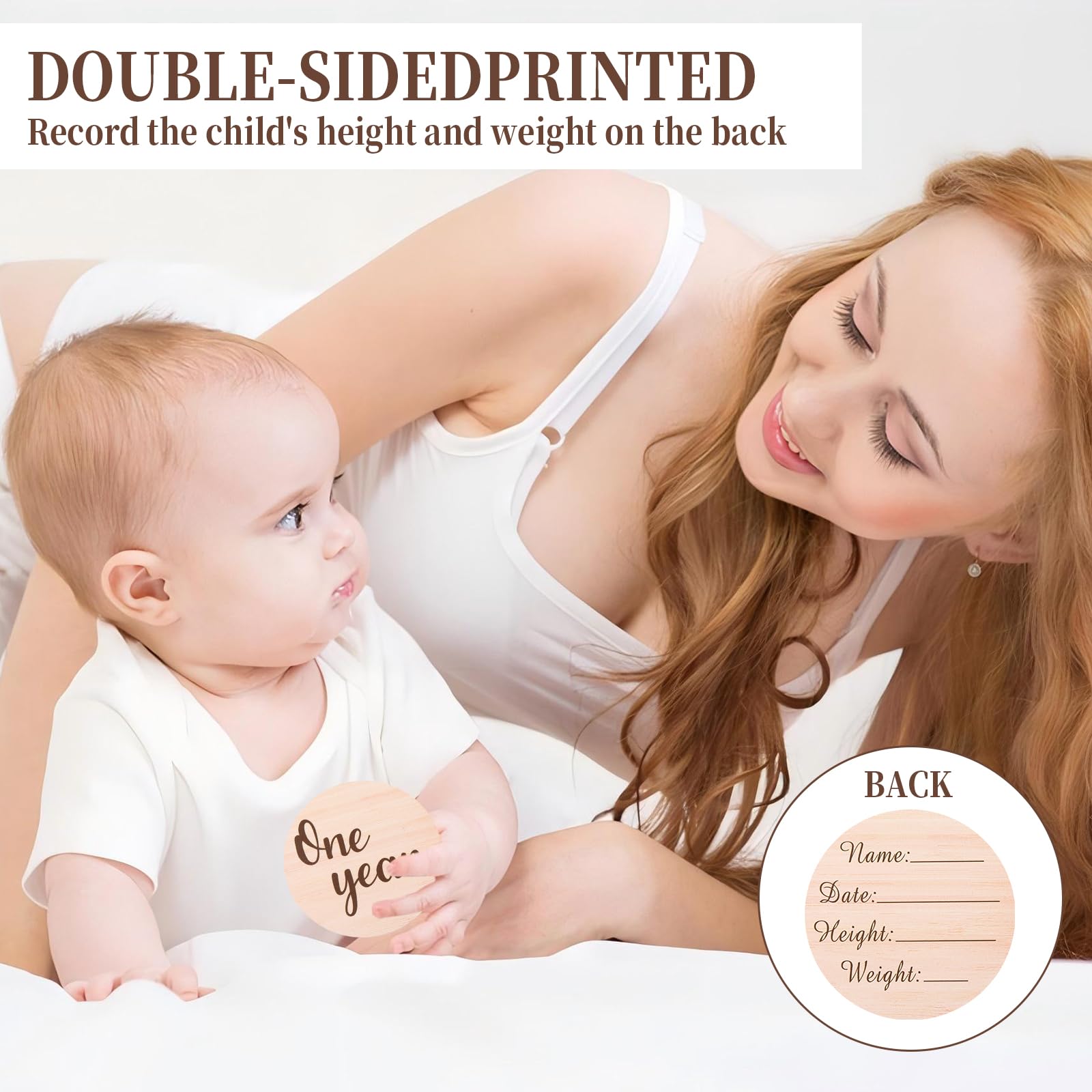 13Pcs Wooden Baby Monthly Milestone Marker Discs, Style C - Image 3
