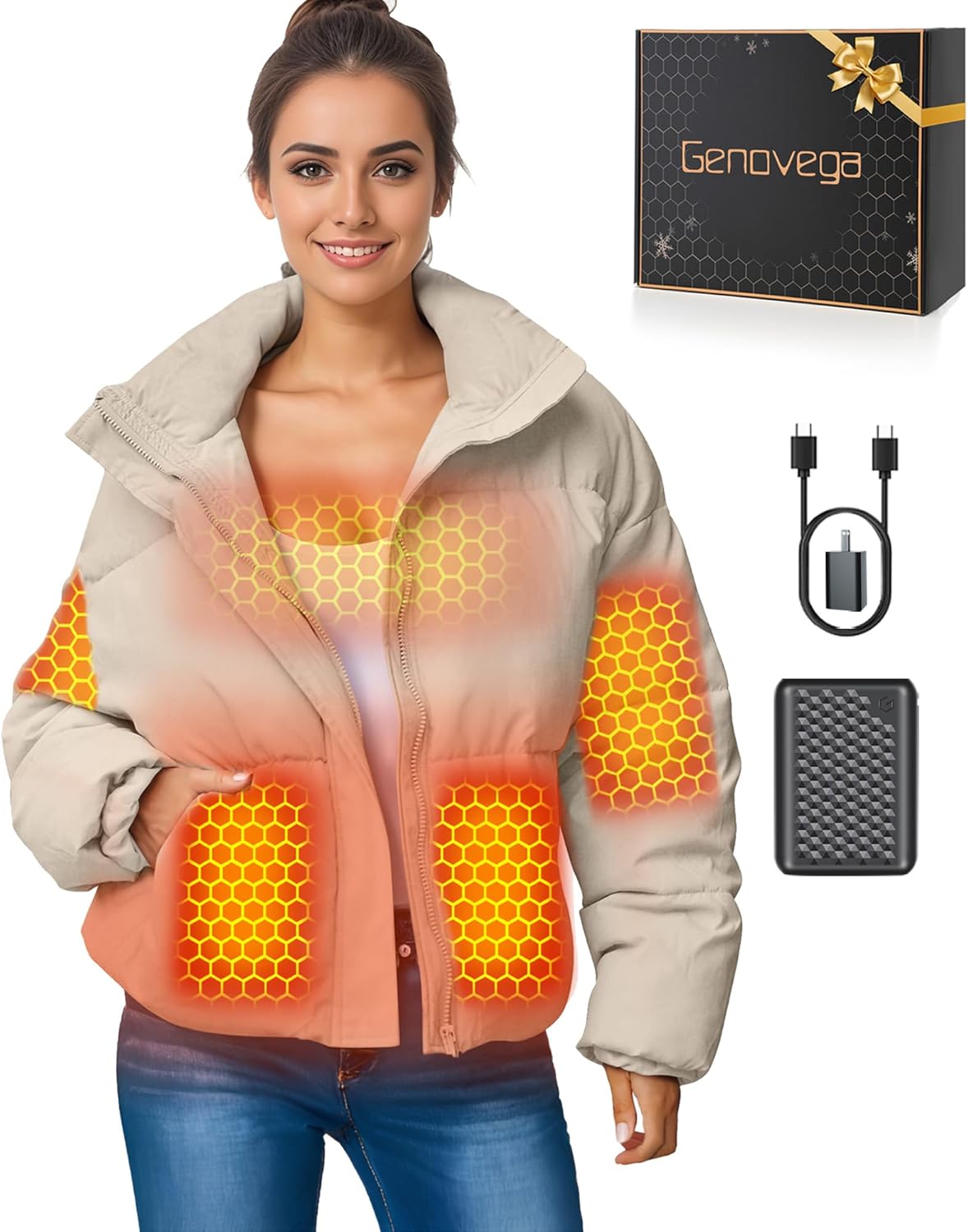 Graphene Women Heated Jacket 12V Fast Charge 18400mAh Large Capacity