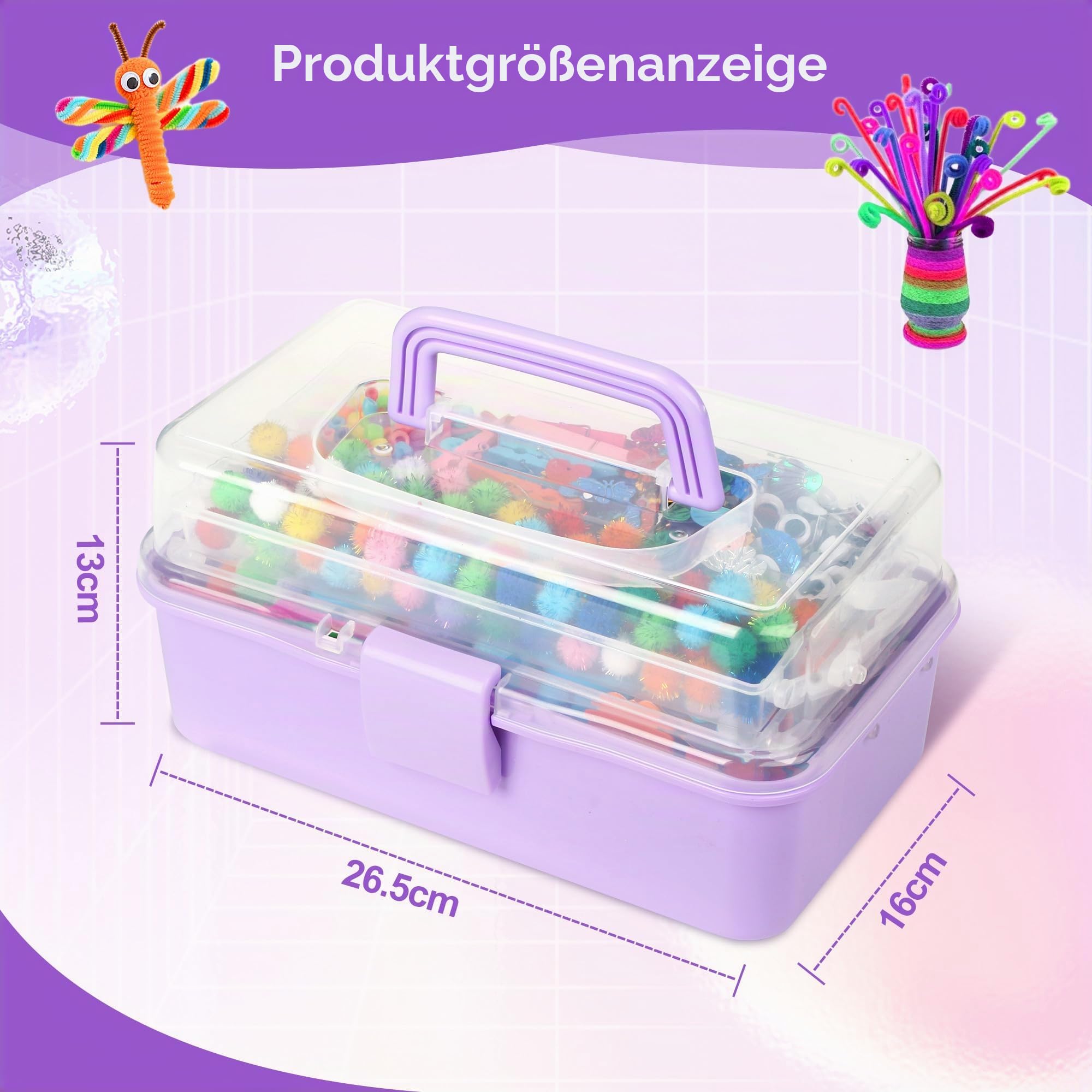 JIYANA Bastelset Kinder, 3300 Pcs Bastelkoffer Kinder mit Aufbewahrungsbox, Bastelzubehör Bastelsachen Pfeifenreiniger Material, Bastelsets für Kinder 4-12 Jahre, Kreativ Scrapbooking Bastel Sets