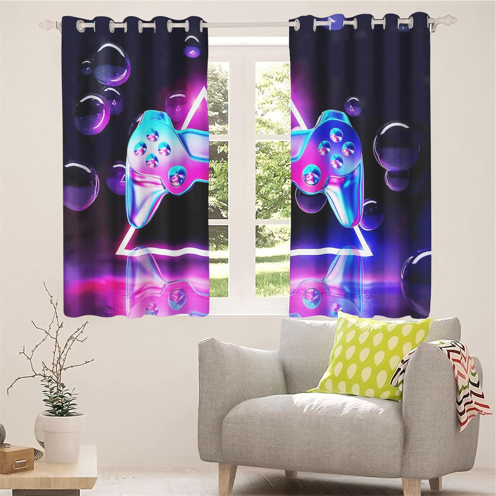 SMchwbc Gaming Curtains, Game Window Curtain, Bedroom 100 x 140 cm, Gamer Opaque Curtain, Waterproof Fabric Gaming Curtain - Image 4