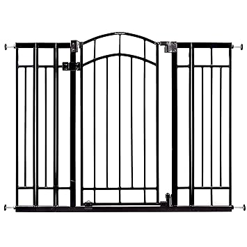 Ingenuity Multi-Use Decorative Extra Tall Walk-Thru Baby Gate, Fits Openings 28.5-48 Inch (Pack of 1), Black Metal, for Doorways and Stairways, 36' Tall Baby and Pet Gate, Black, One Size