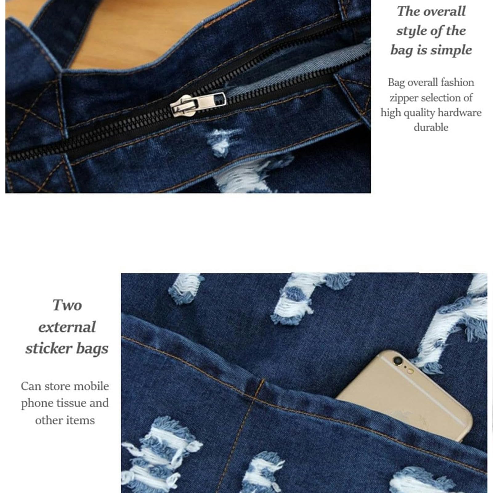 Borsa Donna Tracolla Borse per Borse per La Spesa Borse in Denim Borse Casual Borse per Le Spalle da Donna-Dark Blue-31x36