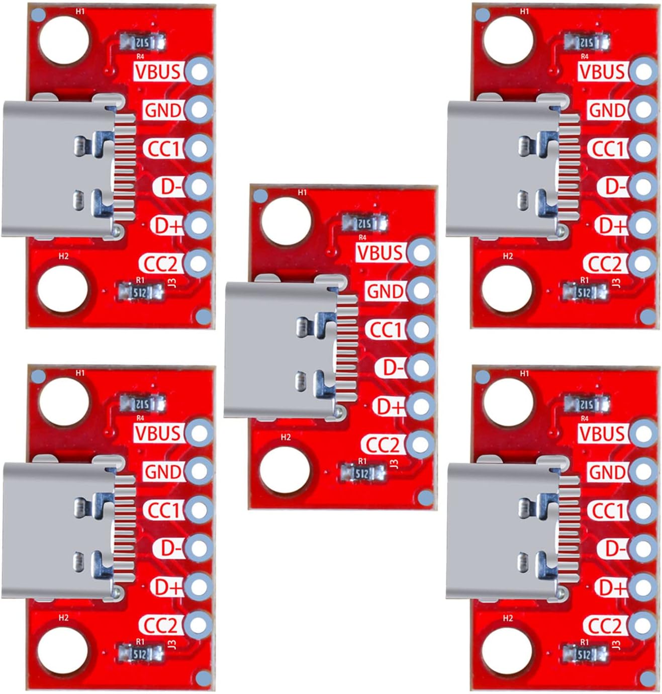 USB Type-C Breakout Board Serial Basic Breakout Female Connector Type PCB Converter Board (5 PCS)