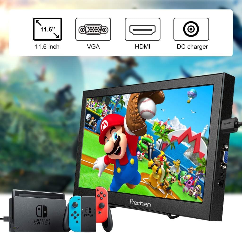 Black Friday - 50% OFF 11.6 inch Portable Monitor, 1366X768 External Screen for Computer Small Monitor for Laptop PS3 PS4 Raspberry Pi 3 2 1 Windows 7 8 10 System Home Office,Build in Speaker,60hz,Prechen