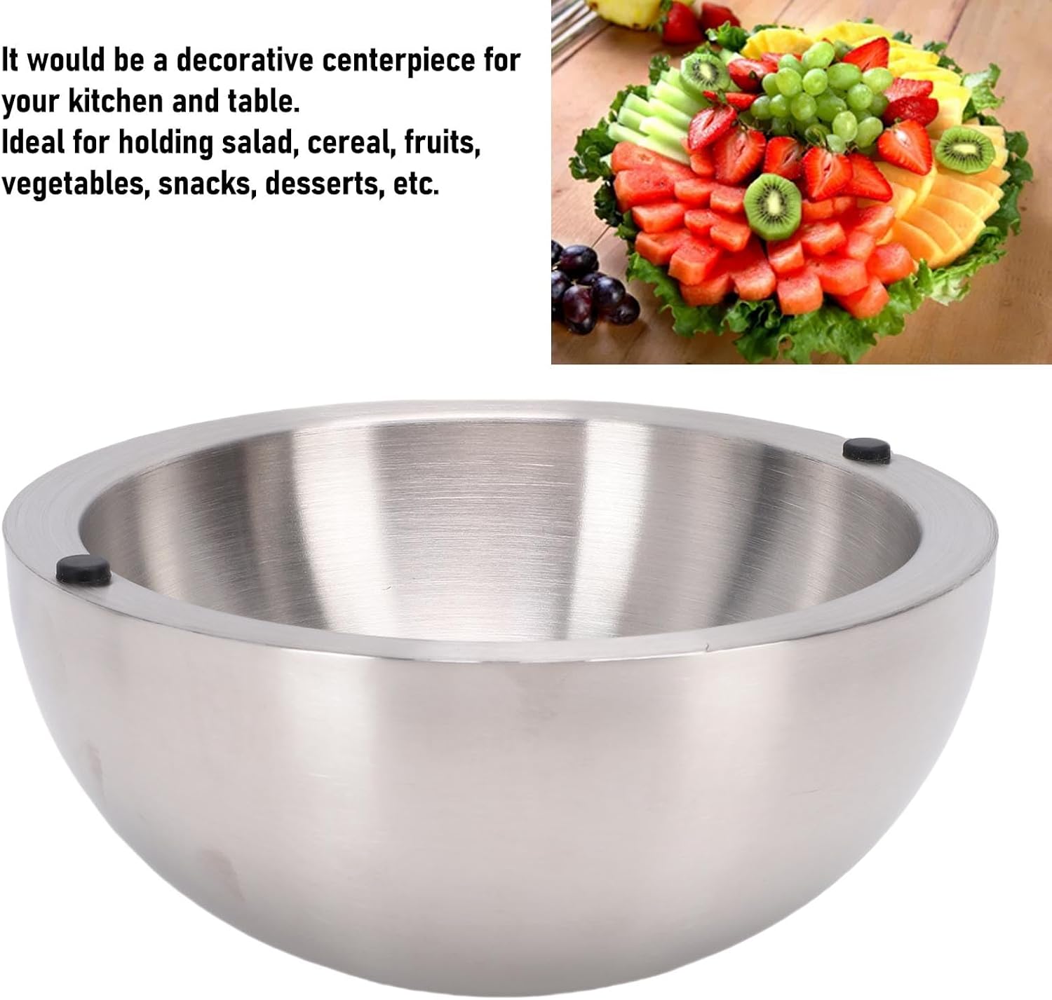 304 Stainless Steel Mixing Bowl, Double Layer Insulated Salad Bowl for Kitchen, Restaurant, Food Baking Container, Multiple (L)