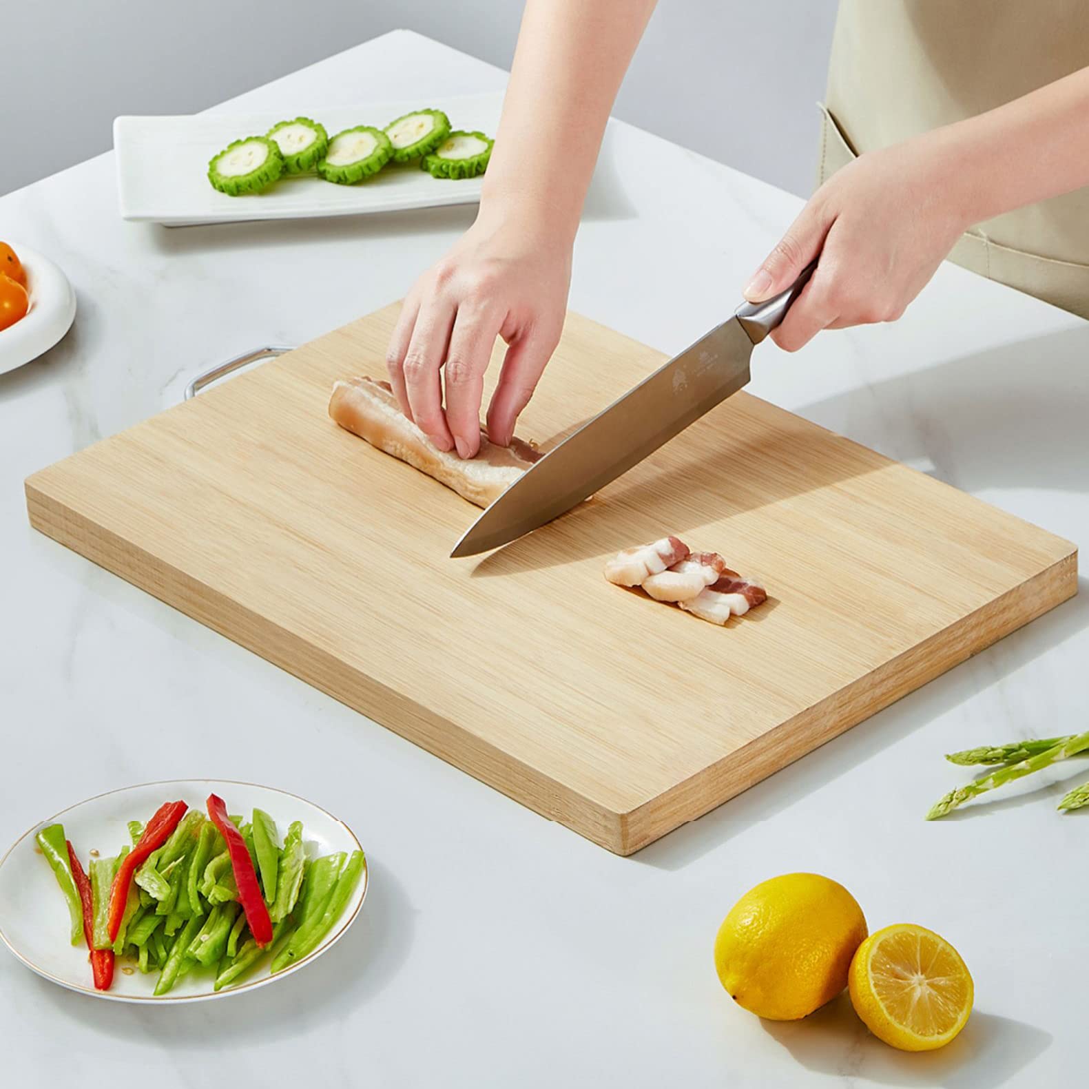 Buy Wolpin Anti-Slip Wooden Large Chopping Cutting Board for Kitchen  Vegetables, Fruits & Cheese, Eco-Friendly, Anti-Microbial Online at Low  Prices in India - Amazon.in