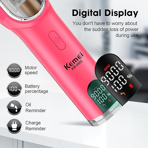 Miniatura 5 de KEMEI KM-8502 - Juego de cortapelos y recortadora de pelo profesional inalámbrica para hombres, kit de corte de pelo eléctrico de peluquería de 9000
