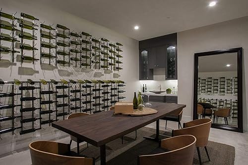 Miniatura 4 de VintageView Serie W - Estante de vino montado en la pared en fila de presentación (9 botellas, níquel cepillado) elegante y moderno almacenamiento