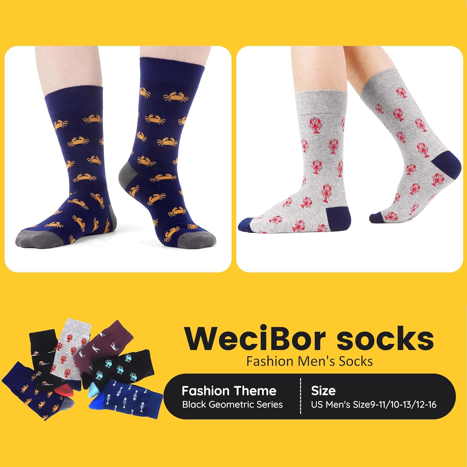 WeciBor Men's Patterned Dress Socks - 6/12 Pairs Seamless Cotton Crew Socks for Business, Office & Daily Wear - Image 4