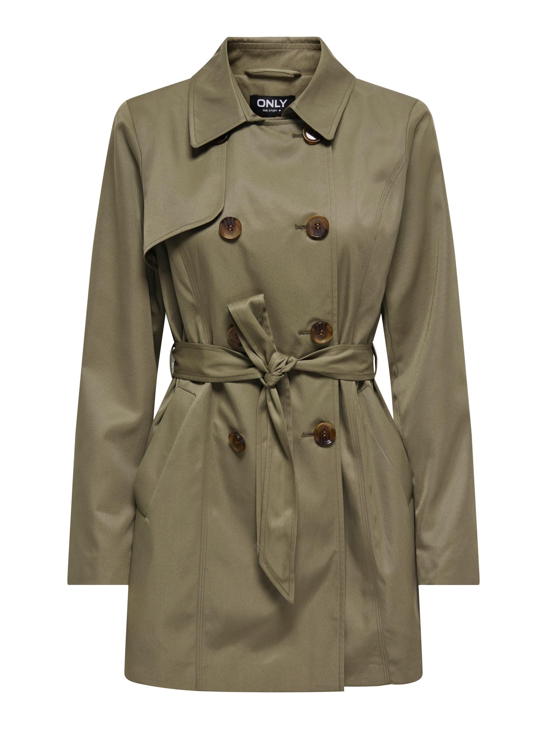 ONLY Damen Onlvalerie Life OTW Noos Zweireihiger Trenchcoat, Stone Gray, xx_s
