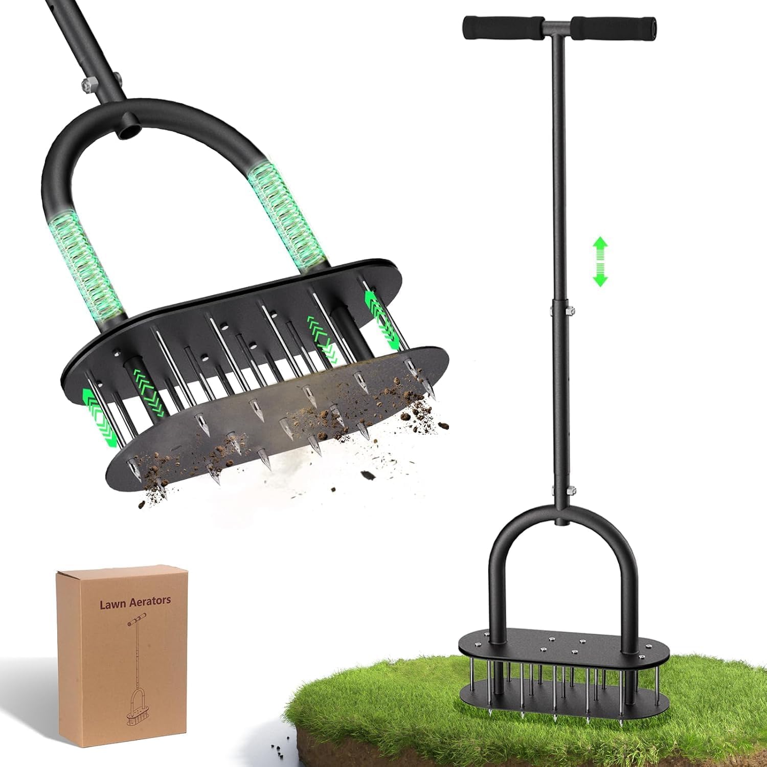15 Steel Spikes Lawn Aerator
