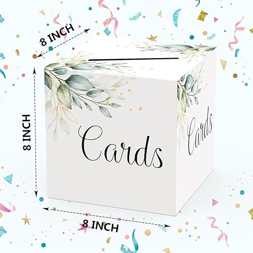 Miniatura 2 de RLCNOT Greenery - Caja de tarjeta de regalo o dinero, suministros de fiesta, caja de recepción de tarjetas doradas para cumpleaños, compromiso de