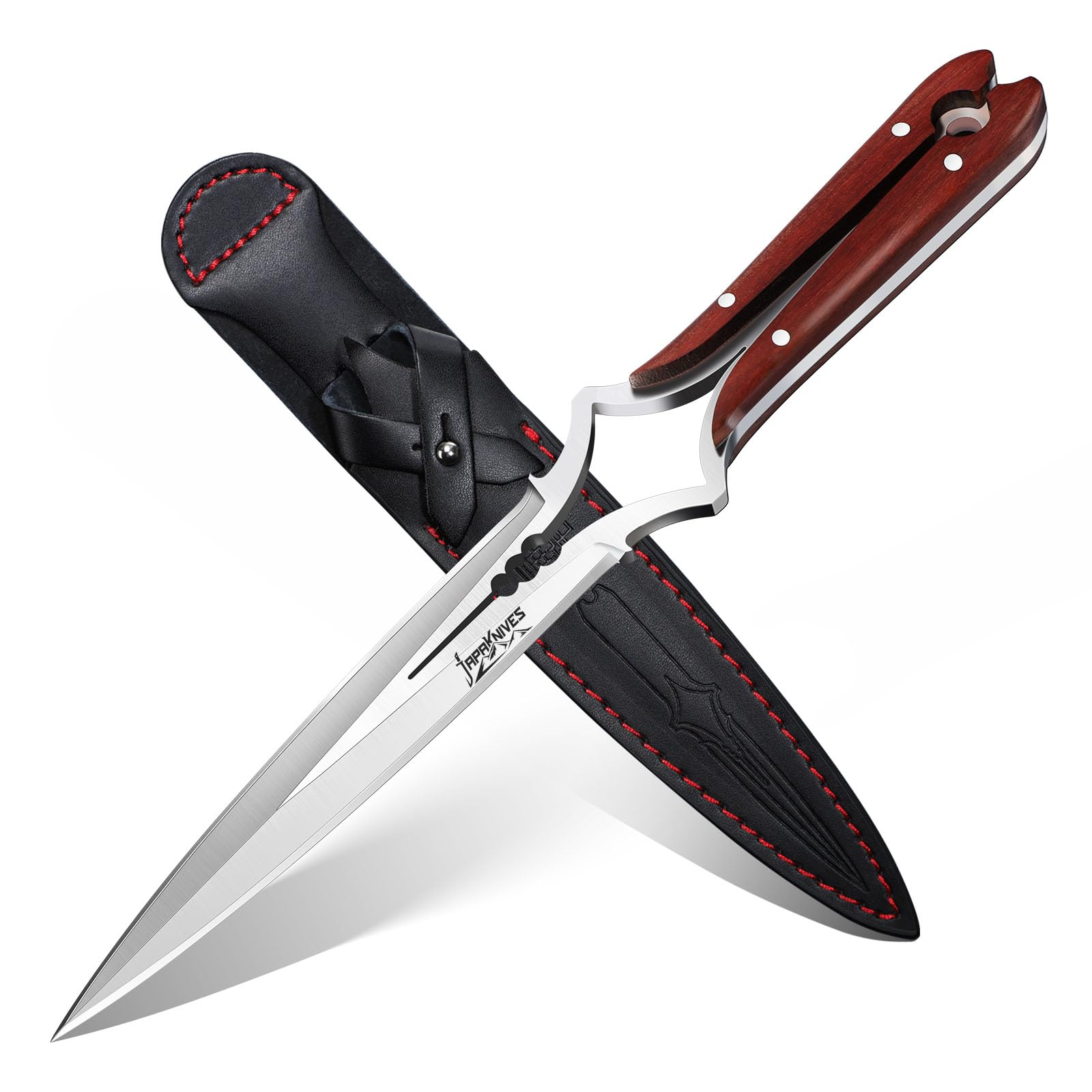 Japaknives Coltello da Esterno Survival Lama Fissa Acciaio M390 Struttura Forata Spessore 5mm Full Tang Campeggio Regalo per Uomini