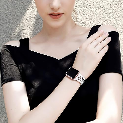 Miniatura 8 de Lerobo - Paquete de 3 correas deportivas de silicona suave transpirables, compatibles con Apple Watch de 1.501.571.651.73 pulgadas (38404244 mm)