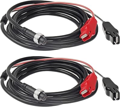 10FT Electric Fishing Reel Power Cord for Boat Fishing, 2-Pack | Battery cable for select Daiwa Tanacom 500/750/1000, Seaborg 500MJ, Leobritz, Shimano BeastMaster and ForceMaster reels