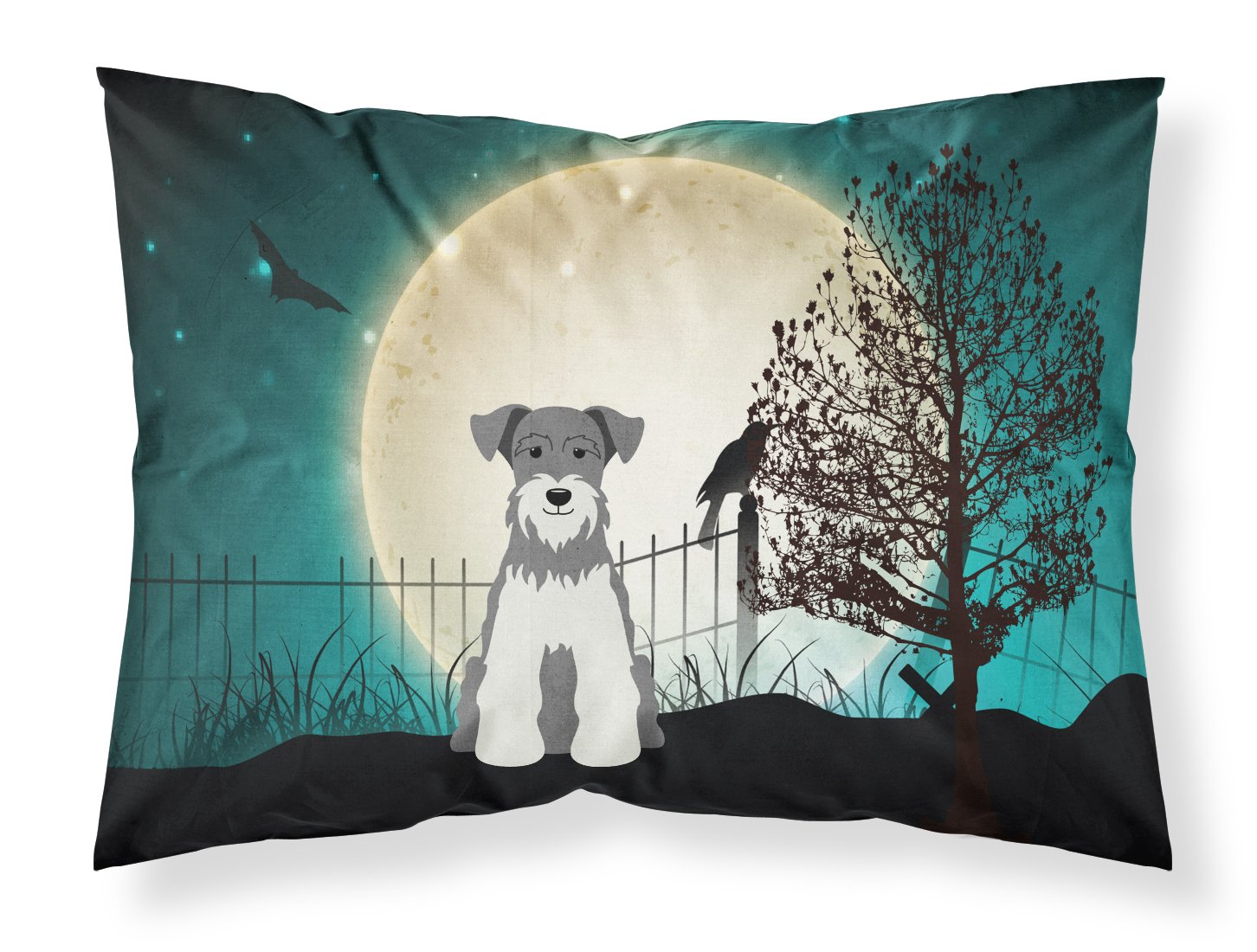 Taie d'oreiller Miniature Schnauzer Halloween multicolore standard en tissu