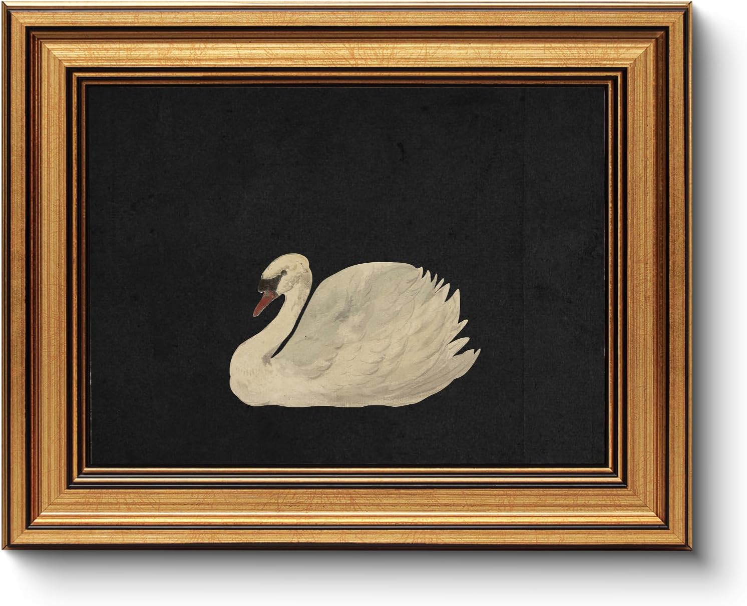 HUARCEY Gold Framed Vintage Wall Art for Living Room, Grace Swan Art Painting Pictures Rustic Animal Bathroom Prints Farmhouse Wall Decor Mother's Day Gifts for Mom Canvas Swan Shelf Decor for Bedroom Zwaan 10L" x 8W"