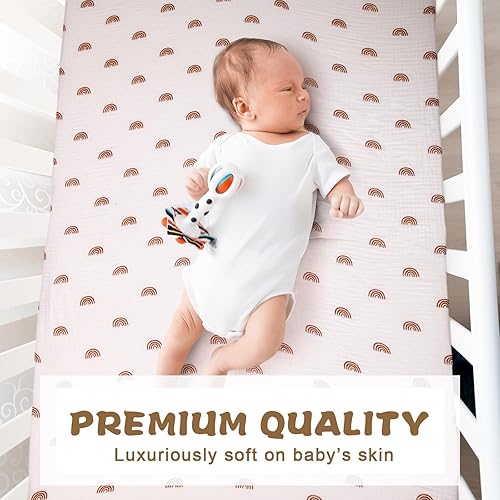 Miniatura 3 de Newwiee 3 piezas de sábanas de muselina para cuna, 51.2 x 27.6 pulgadas, mini sábanas de bebé para niñas y niños, sábana de colchón neutra ajustable