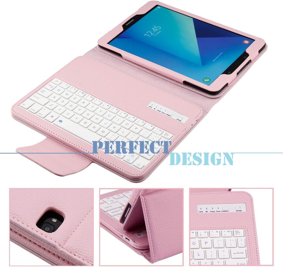 Galaxy Tab S3 9.7 Keyboard Case with Screen Protector & Stylus, REAL-EAGLE Slim Separable Fit PU Leather Case Cover Wireless Keyboard for Samsung Galaxy Tab S3 9.7 Inch SM-T820 T825, Pink