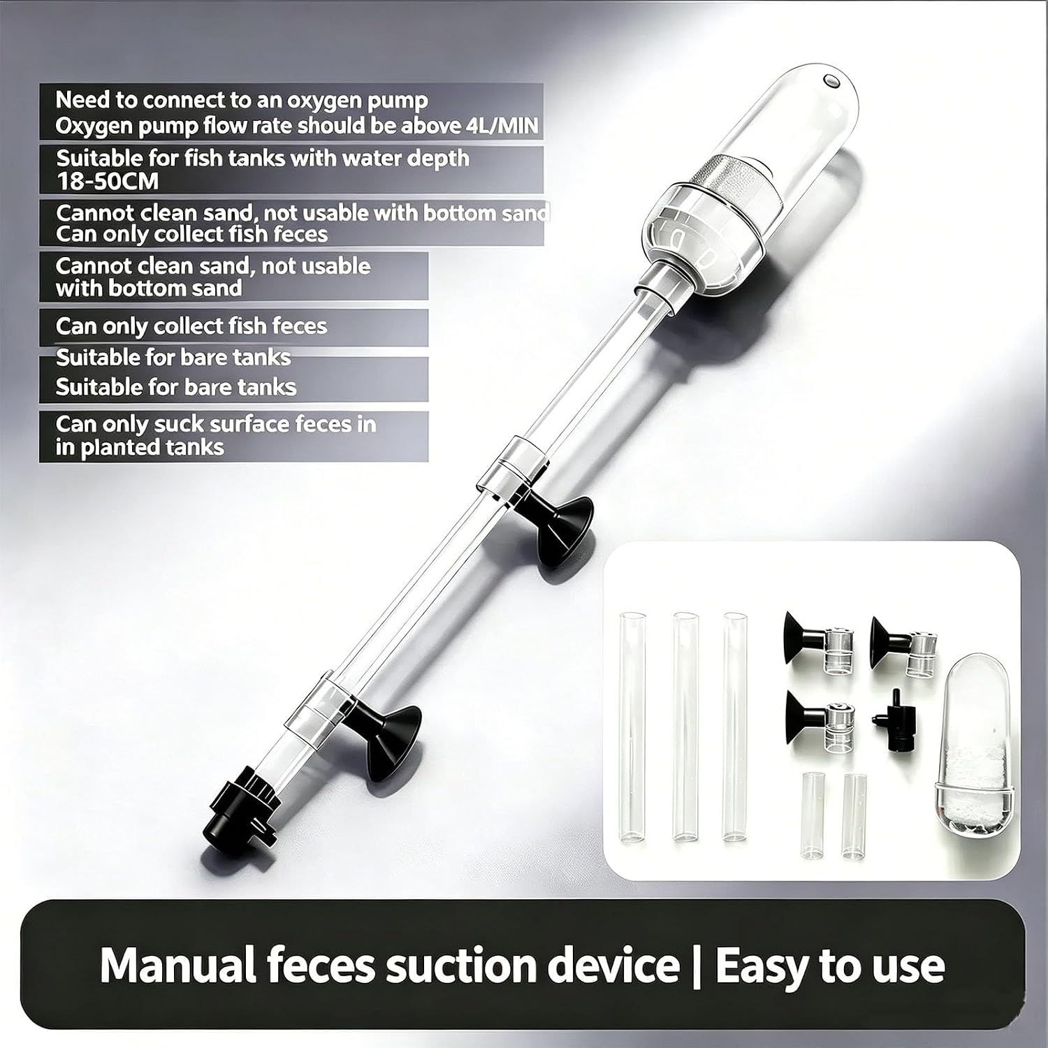 Gravel Vacuum for Aquarium Fish Tanks Gravel Vacuum Cleaner Set with USB for Remove Dirt, Change Water, Wash Sand, Water Shower, Water Circulation