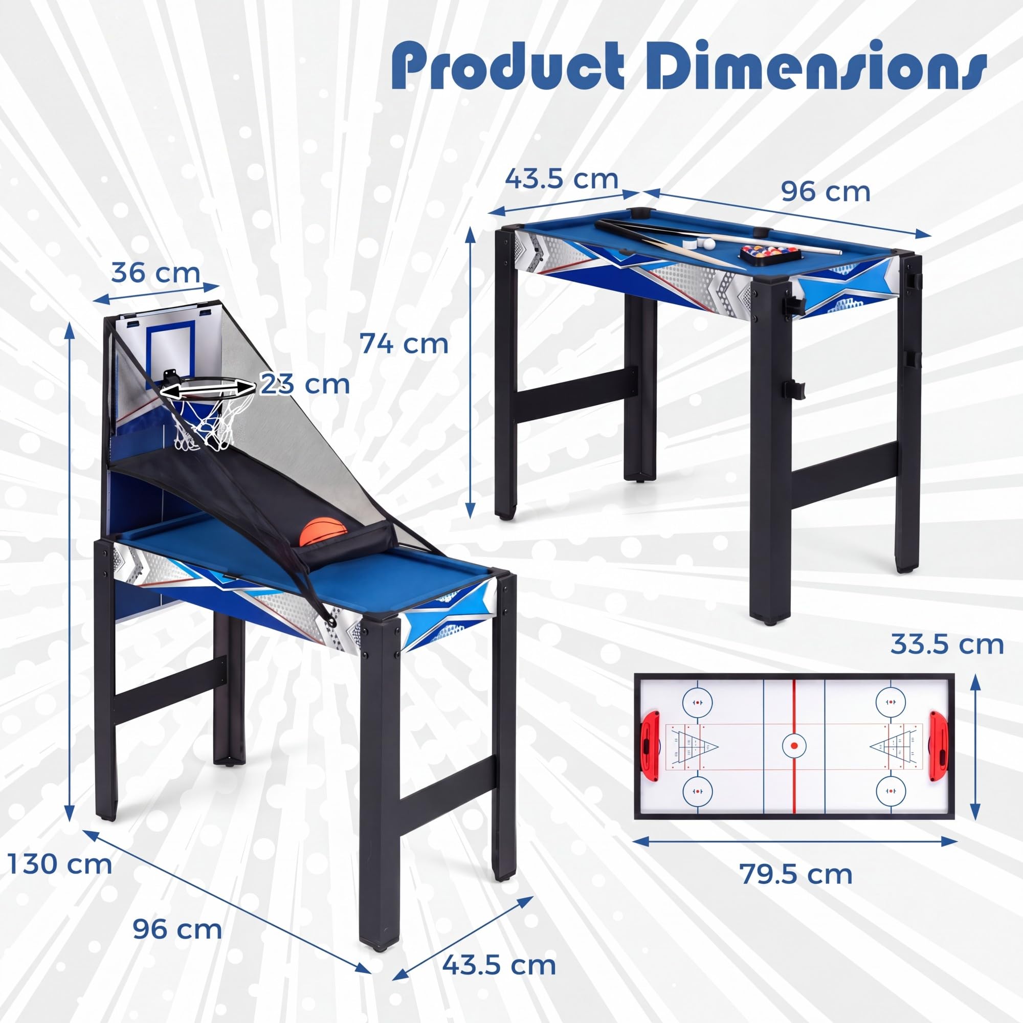 GOPLUS 6 en 1 Table Multi-Jeux avec Basketball, Billard, Hockey, Ping-Pong, Bowling, Palets, Table de Jeu en Bois Empilable Gain de Place avec Accessoires, Jouet d'arcade pour Enfants Adultes